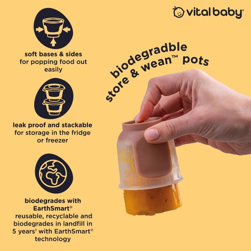 Vital Baby Nourish Store & Wean Pots, Small 60ml 6pk - natural
