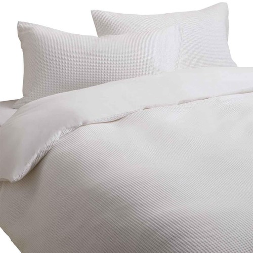 M&S Washed Cotton Waffle Bedding Set, Single, White