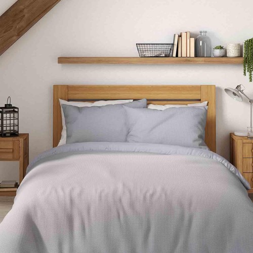 M&S Pure Cotton Waffle Bedding Set, Single, Grey