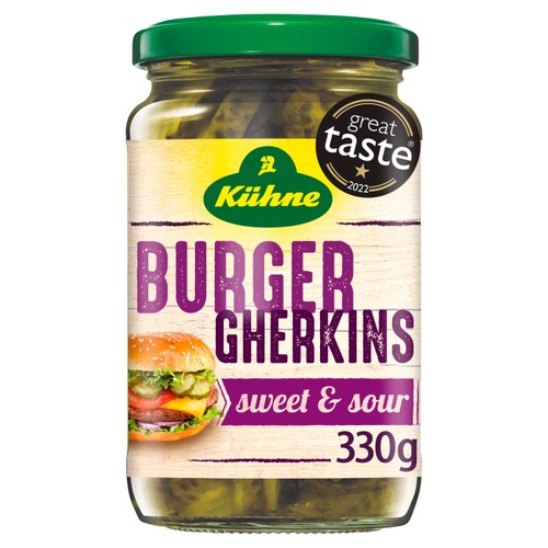 Kuhne Burger Crinkle Cut Gherkins, 330g Kuhne Burger Crinkle Cut Gherkins, 330g