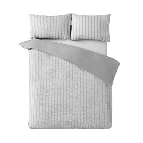 Catherine Lansfield So Soft Seersucker Stripe King Duvet Set