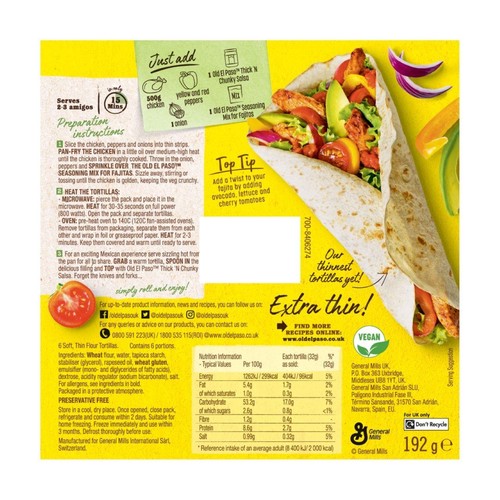 Old El Paso Large Extra Thin Tortilla Wraps