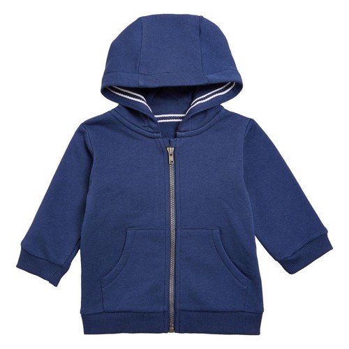 M&S Unisex, Cotton Zip Hoodie, 6-9 Months, Dark Blue
