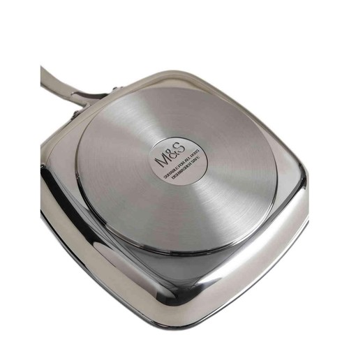 M&S Stainless Steel Grill Pan 28cm, Silver