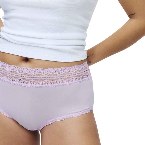 M&S Womens Cotton Rich High Rise Shorts, Size 18, Lavender Mix