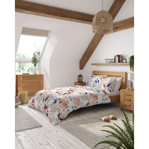 M&S Pure Cotton Watercolour Floral Bedding Set, Super King Size