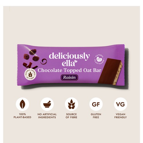 Deliciously Ella Raisin Chocolate Topped Oat Bar Multipack