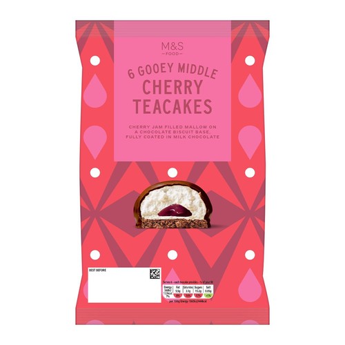 M&S 6 Gooey Middle Cherry Teacakes