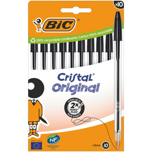 BIC Cristal Original Ballpoint Pens Black Box of 10