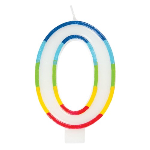 Number 0 Rainbow Candle 10th Birthday
