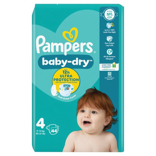 Pampers Baby-Dry Nappies, Size 4 (9-14kg) Essential Pack