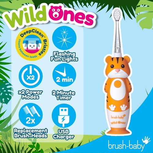 Brush-Baby Kids WildOnes Electric Toothbrush Toby Tiger