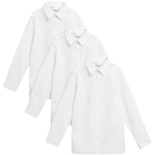 M&S Boys 3Pk Slim Fit Shirt 3-4 Y