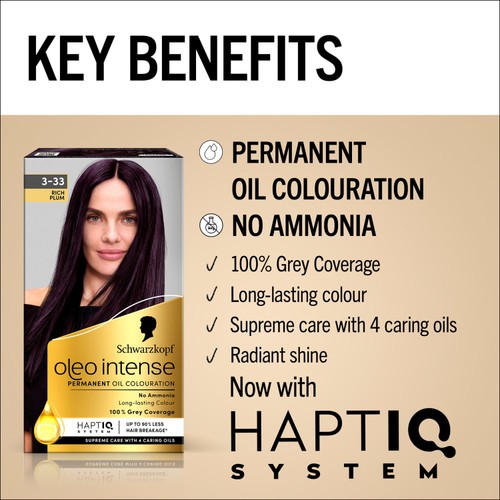 Schwarzkopf Oleo Intense Permanent Hair Colour, Rich Plum 3-33