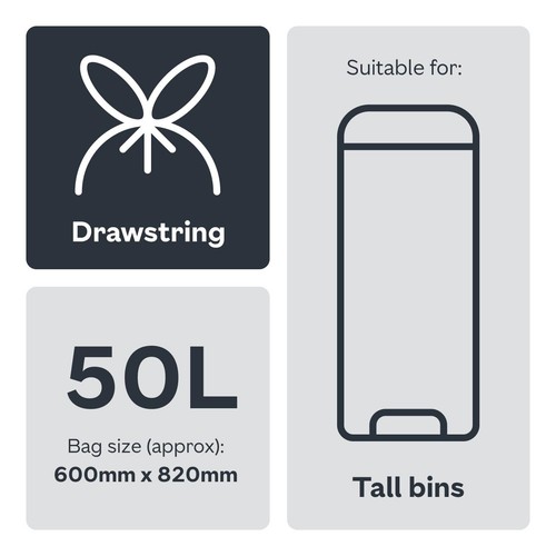 Ocado Tall Kitchen Bin Liner 50L