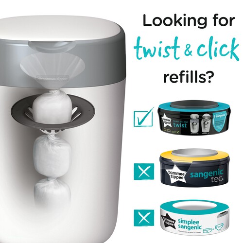 Tommee Tippee Twist Click Nappy Bin Refill Casettes Ocado