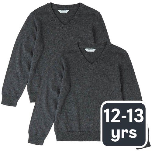 M&S Unisex Pure Cotton Jumper, 12-13 Years, Grey