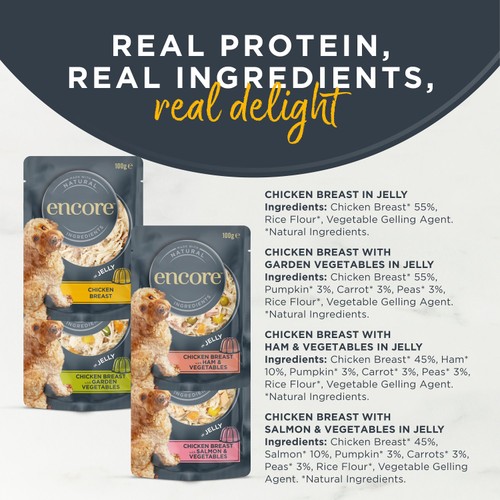 Encore Natural Wet Dog Food Multipack Chicken Selection Pouches in Jelly