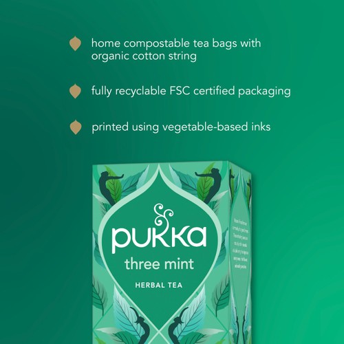 Pukka Organic Three Mint Tea With Peppermint x20Compostable Herbal Tea Bags