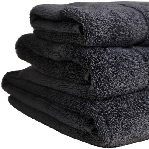 M&S Luxury Egyptian Cotton Striped Bath Towel, Charcoal