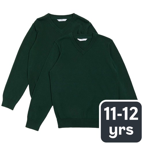 M&S Unisex 2Pk Cotton Jumper with Staynew 11-12Y