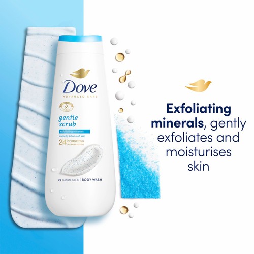 Dove Gentle Scrub Advanced Care Body Wash Shower Gel Exfoliating Minerals