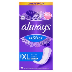 Always Dailies Liners Extra Long Unscented 48 Count