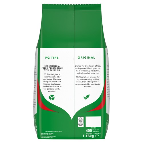 PG Tips 400 Black Tea, Plant Based Biodegradable Tea Bags