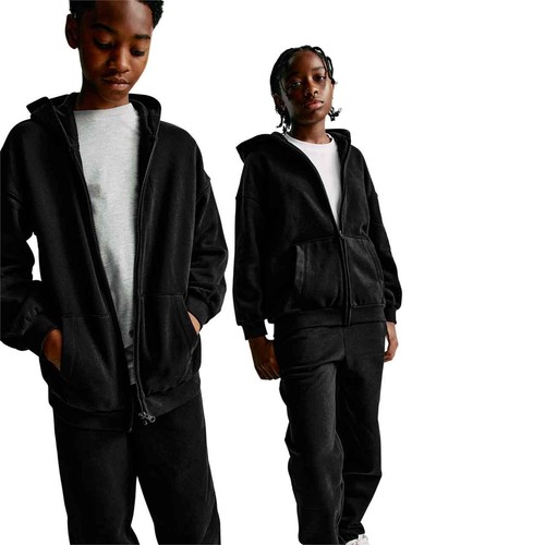 M&S Unisex Cotton Rich Plain Hoodie, 6-7 Years, Black
