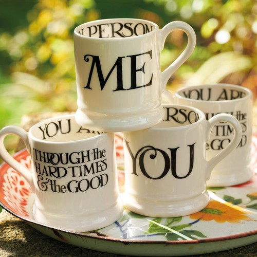 Emma Bridgewater Black Toast You & Me 1/2 Pint Mugs Boxed
