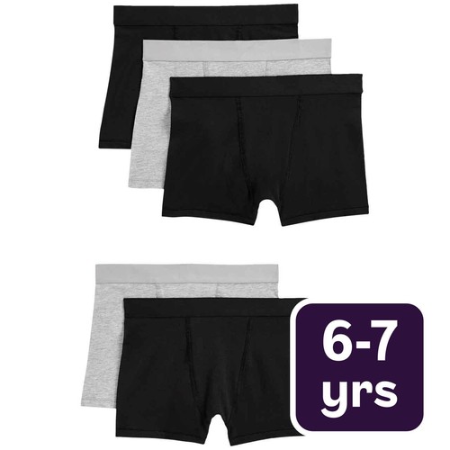 M&S Boys Cotton with Stretch Trunks, 6-7 Years, Grey Mix