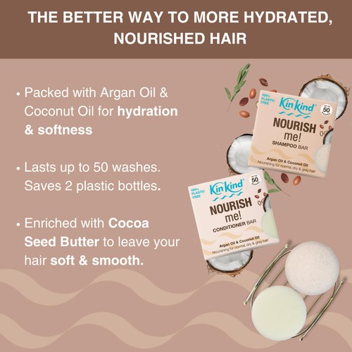 KinKind NOURISH me! Conditioner Bar With Argan Oil and Coconut Oil