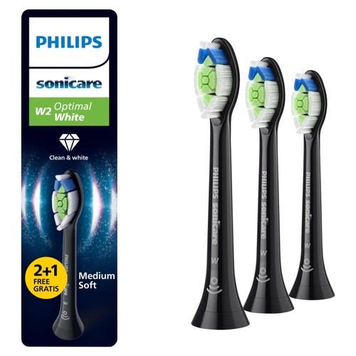 Philips Sonicare W2 Optimal White  Brush Head, Black, 2+1 Pack