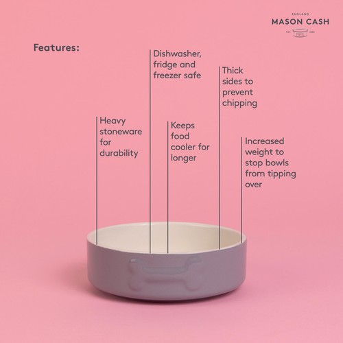 Mason Cash Colour Mix Grey Dog Bowl 15cm