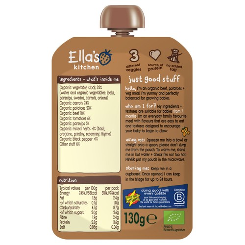 Ella's Kitchen Beef Stew Baby Food Pouch 7+ Months