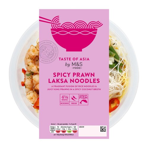 M&S Spicy Prawn Laksa Noodles Bowl - Taste of Asia