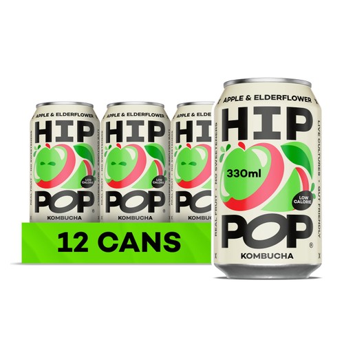 Hip Pop Apple & Elderflower Kombucha 12 x 330ml