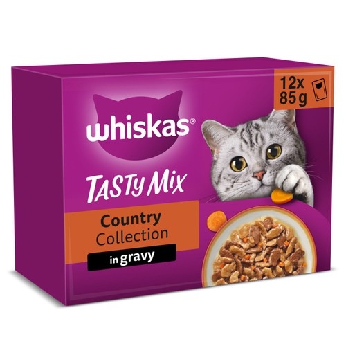 Whiskas 1+ Tasty Mix Country Collection Adult Wet Cat Food Pouch in Gravy