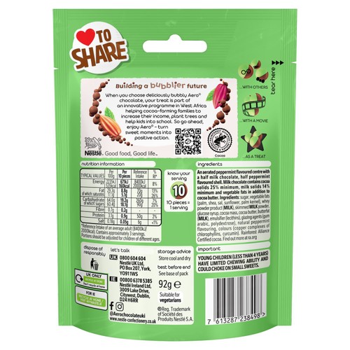 Aero Bubbles Peppermint Mint Chocolate Sharing Bag