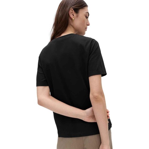M&S Womens Pure Cotton Everyday Fit T-Shirt, Size 10, Black