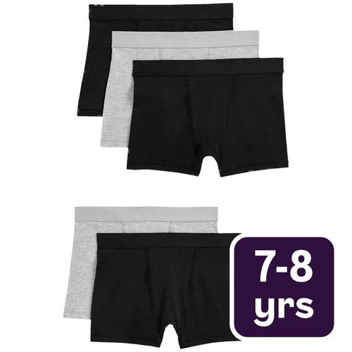 M&S Boys Cotton with Stretch Trunks, 7-8 Years, Grey Mix