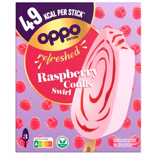 Oppo Refreshed Raspberry Coulis Low Calorie Sorbetto Sticks
