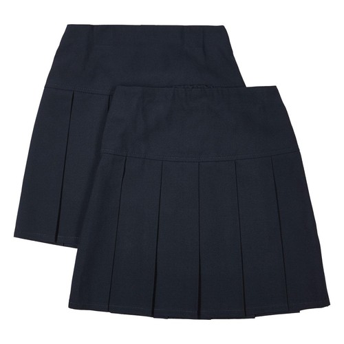 M&S Girls Crease Resistant School Skirts, 11-12 Years, Navy