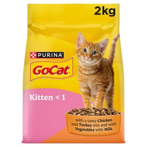 GO-CAT Kitten Chicken, Turkey and Milk Dry Cat Food 2kg