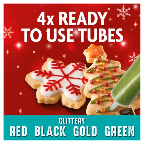 Dr Oetker 4 Christmas Glitter Decorating Writing Icing