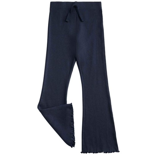 M&S Cotton Rich Ribbed Flared Leggings, 2-3 Years, Navy