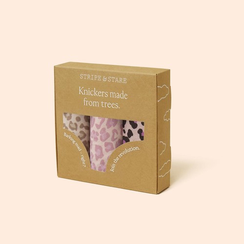 Stripe & Stare Knickers, Pink Leopard, XS
