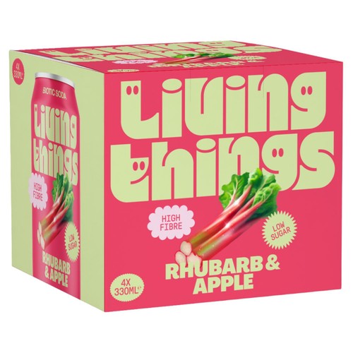 Living Things Rhubarb & Apple Biotic Soda