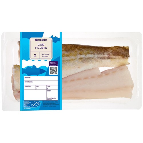 Ocado 2 MSC Cod Fillets Skin On & Boneless