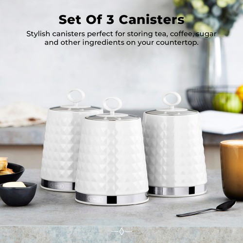 Tower Solitaire Set of 3 Canisters White